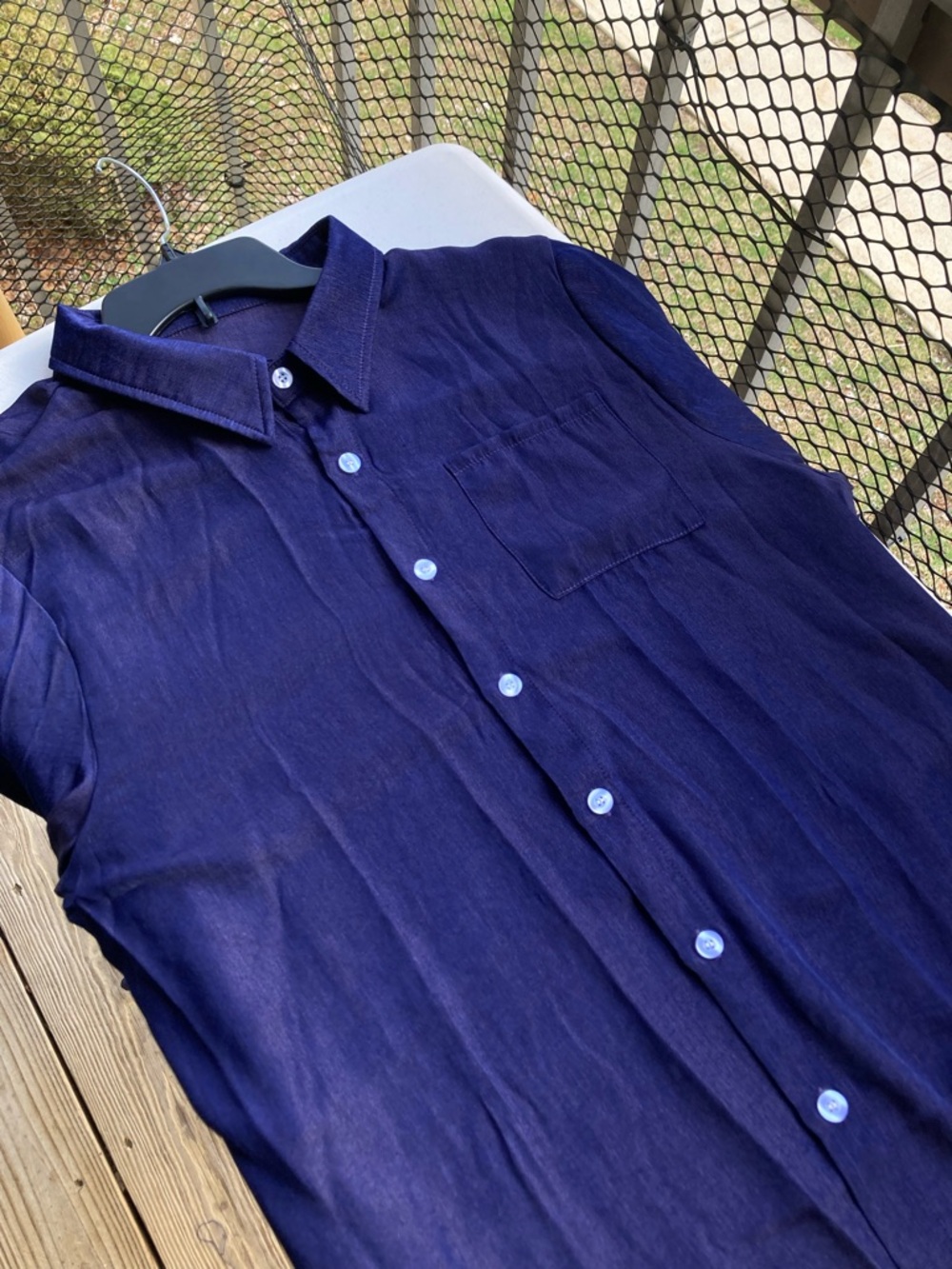 Metallic Dark Purple Slinky Super Soft Button Down Collared Shirt Whimsigoth - Picture 7 of 17